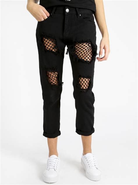 pantaloni strappati neri